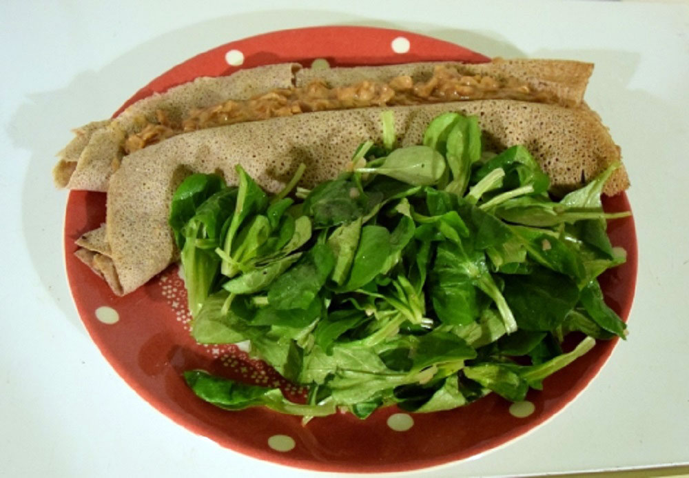 Galettes de sarrasin aux oignons, cidre et gingembre (IG bas)