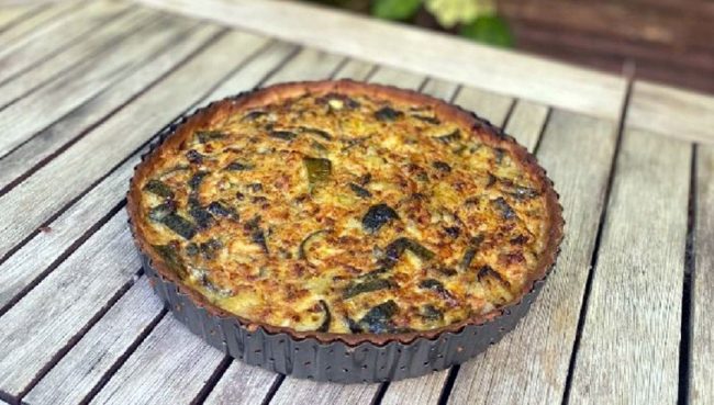 Tarte aux courgettes, citron confit et parmesan (IG bas)